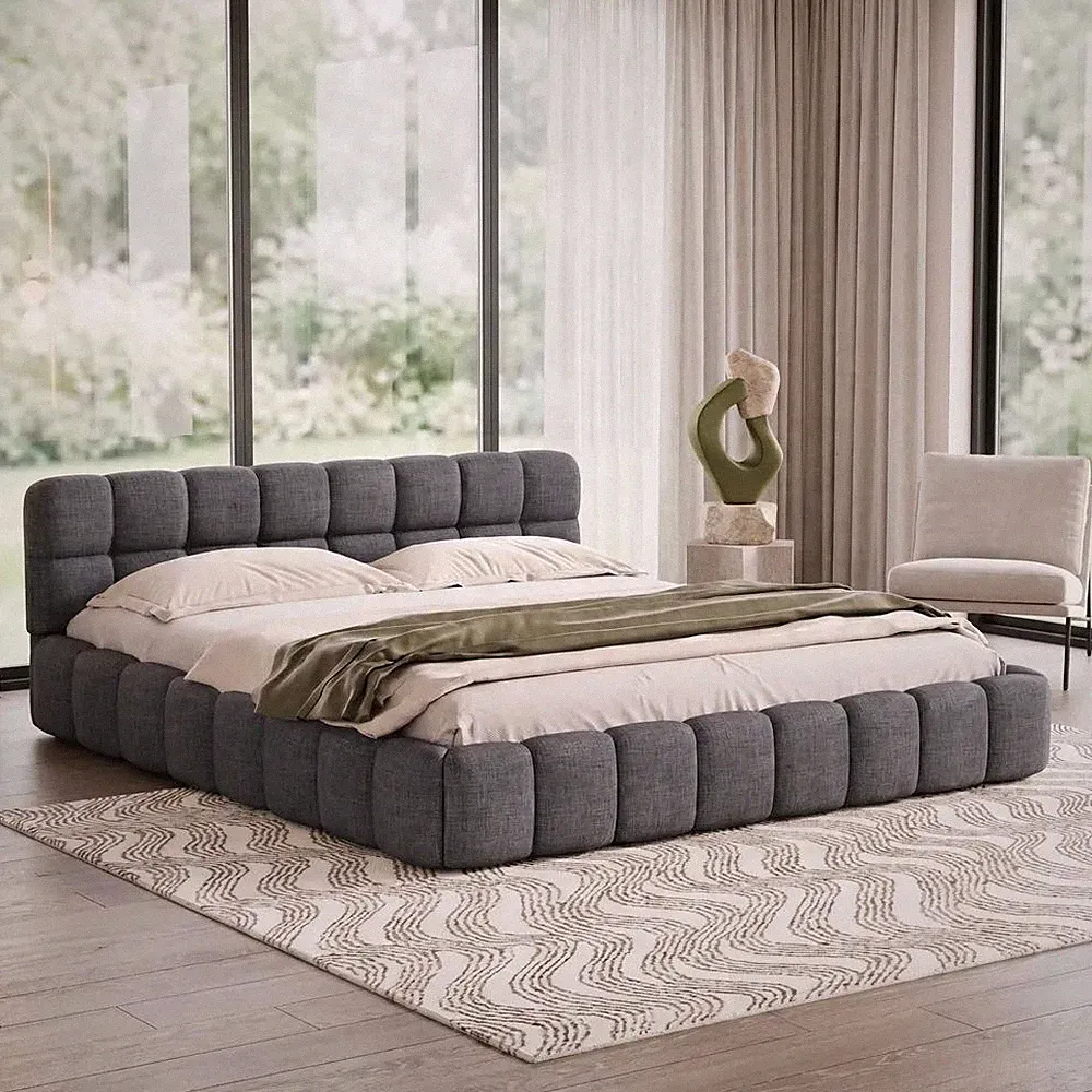 Polsterbett Bubble Bett 160x200 Doppelbett mit Lattenrost gepolstertem Kopfteil