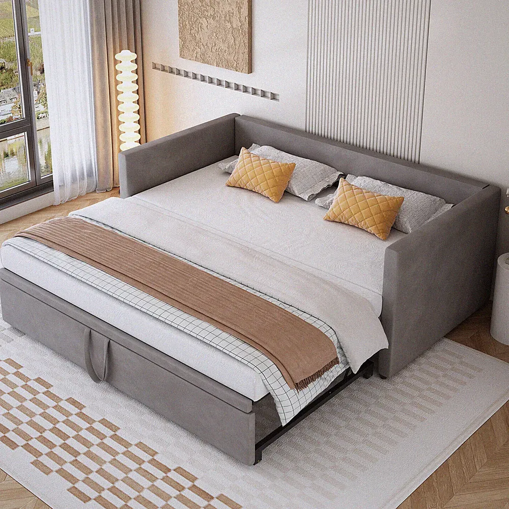 Polsterbett Daybed Tagesbett Ausziehbett Schlafsofa Mit Unterbett 90/180x200 cm
