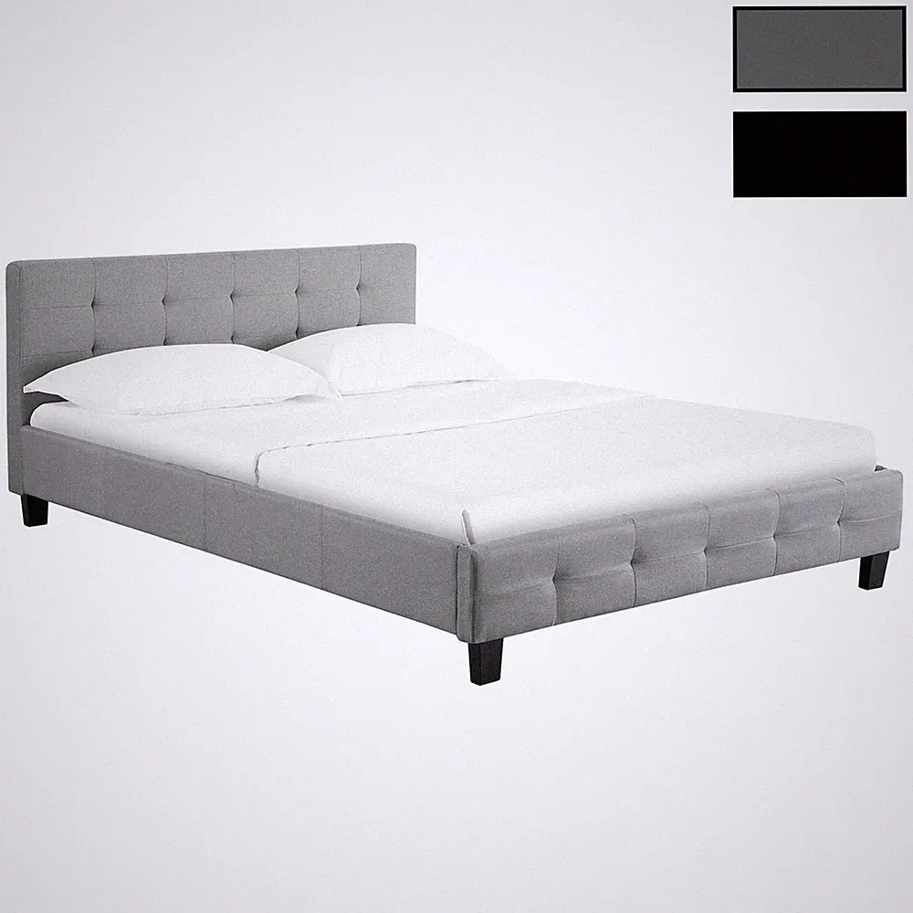 Polsterbett Doppel Bettgestell Design 140 x 200 cm Lattenrost Stoffbezug