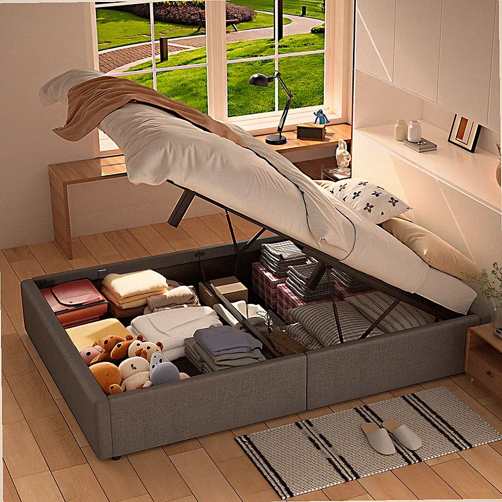 Polsterbett Doppelbett 140x200 cm Bettrahmen mit Stauraum Bettgestell Jugendbett