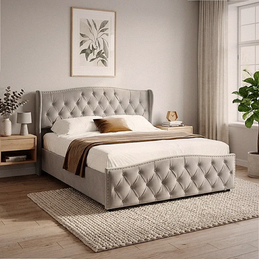 Polsterbett Doppelbett 160x200CM mit Lattenrost Stauraum Bettkasten Bettgestell