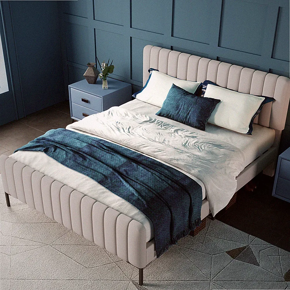 Polsterbett Doppelbett 180x200 cm Jugendbett Bettgestell mit Lattenrost Kopfteil