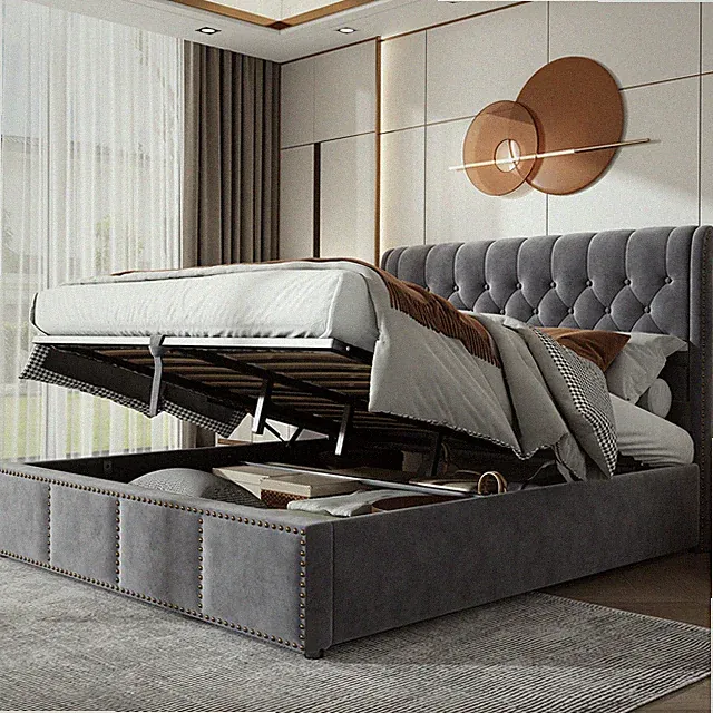 Polsterbett Doppelbett 180x200 Stauraumbett mit Bettkasten Lattenrost Jugendbett