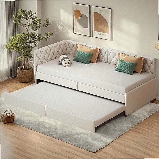 Polsterbett Doppelbett 90x200cm,Schlafsofa Ausziehbares Tagesbett mit Lattenrost