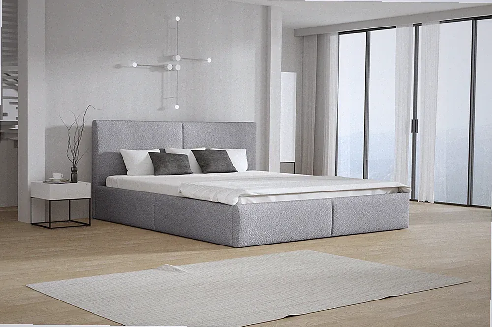Polsterbett Doppelbett BERGEN Komplettset 180x200cm Stoff Freya Silbergrau