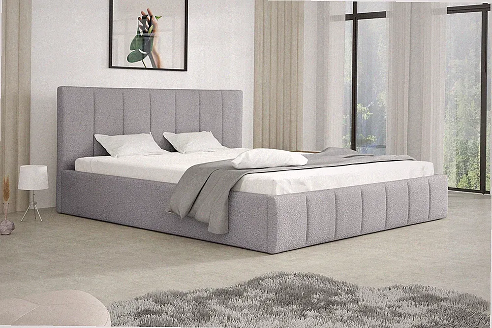 Polsterbett Doppelbett DETROIT 140x200cm Stoff Freya Silbergrau