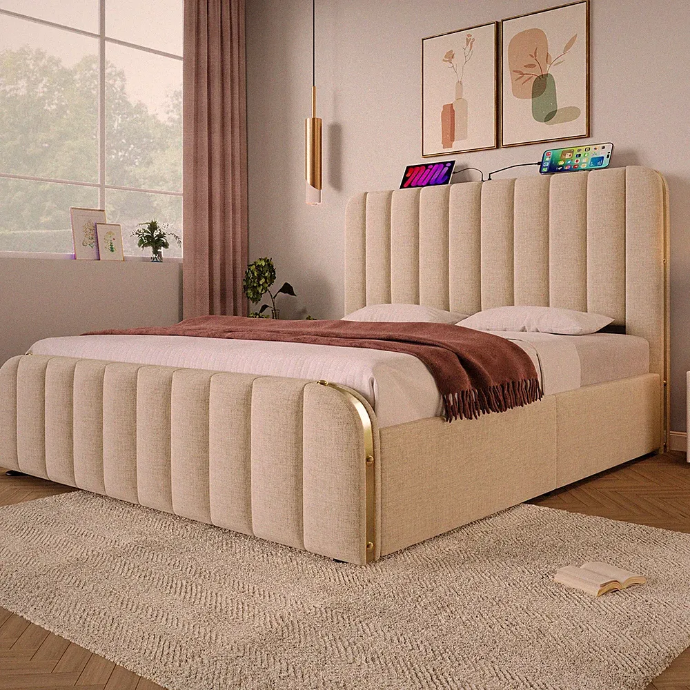 Polsterbett Doppelbett Einzelbett Bettgestell mit Schubladen Bett 90x200 140x200