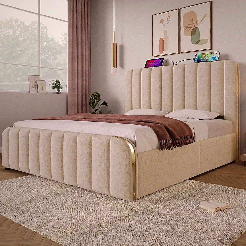 Polsterbett Doppelbett Einzelbett Bettgestell mit Schubladen Bett 90x200 140x200