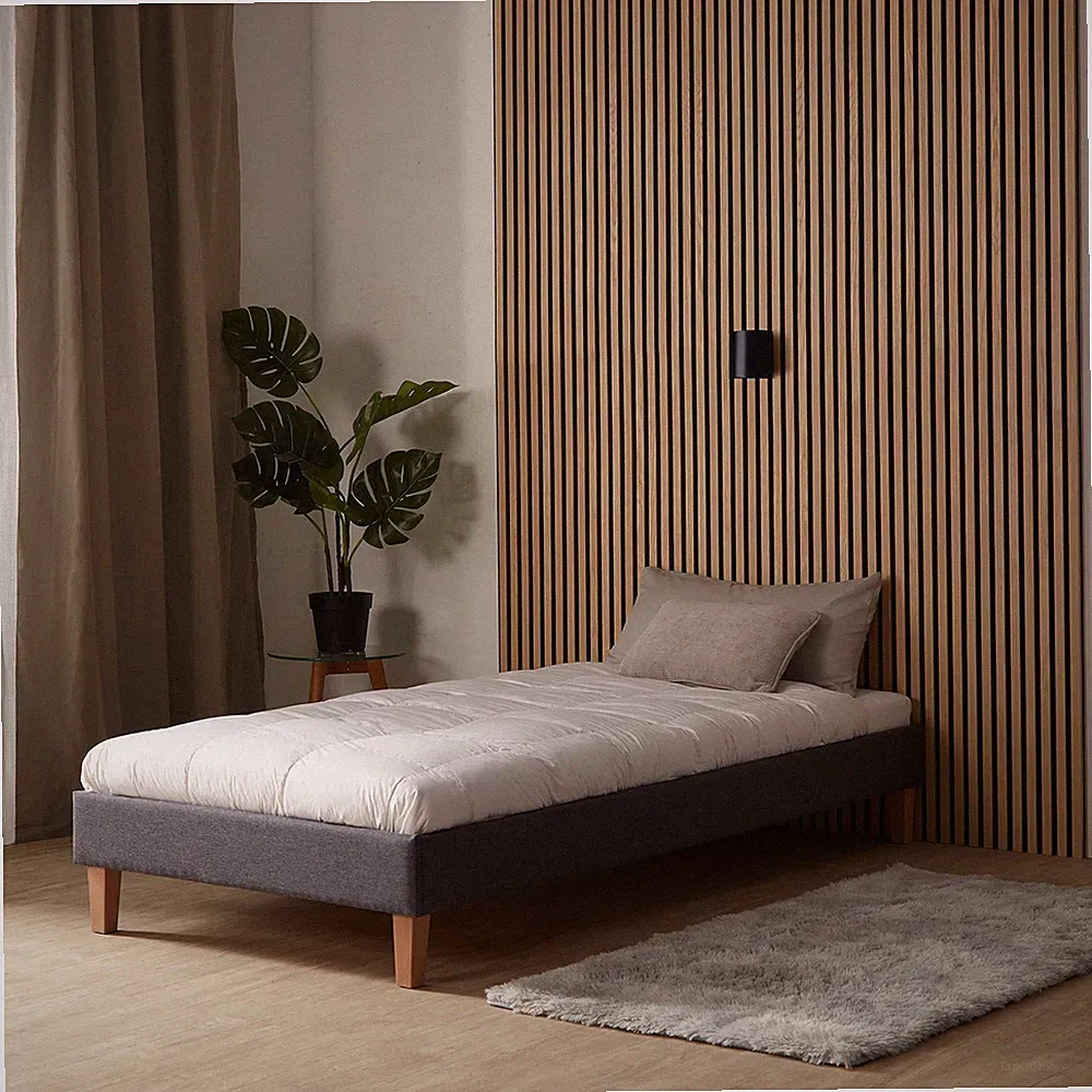 Polsterbett Doppelbett Einzelbett Lattenrost Stoff Grau Beige 90-180 Homestyle4u