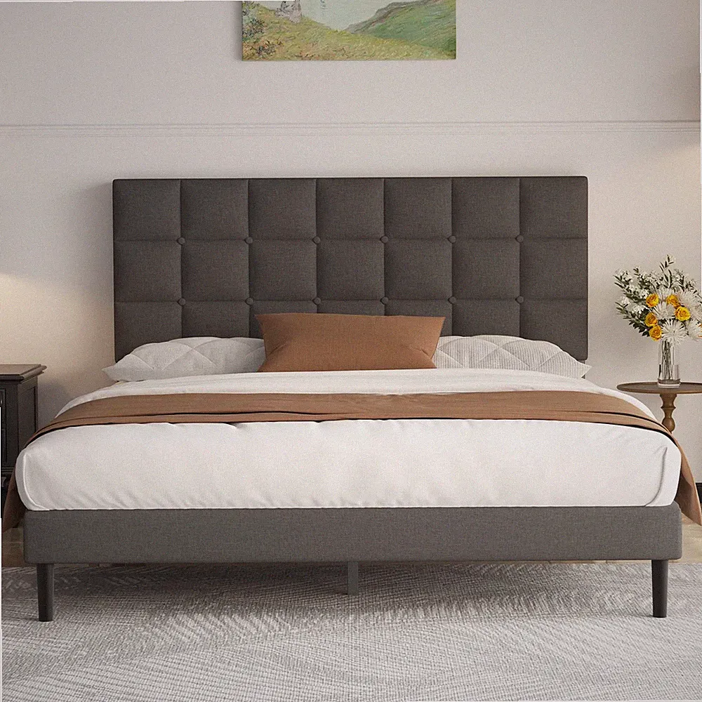 Polsterbett Doppelbett Leinenstoff Geräuschfrei Stauraum Holz Metall 140x200cm