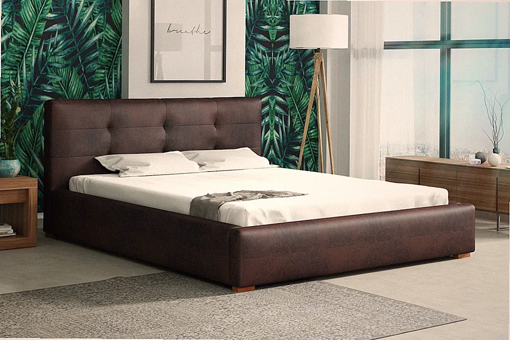 Polsterbett Doppelbett TERAMO (Set 1) Vintage Dunkelbraun 120x200cm
