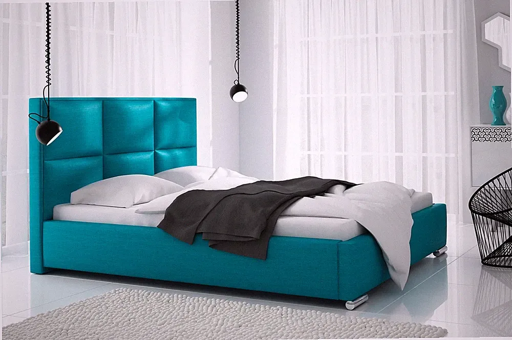 Polsterbett Doppelbett VITUS Komplettset Polyester.. Türkis 180x200cm