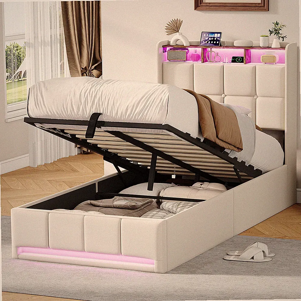 Polsterbett Einzelbett Bettgestell mit Lattenrost Jugendbett 90x200cm Kinderbett