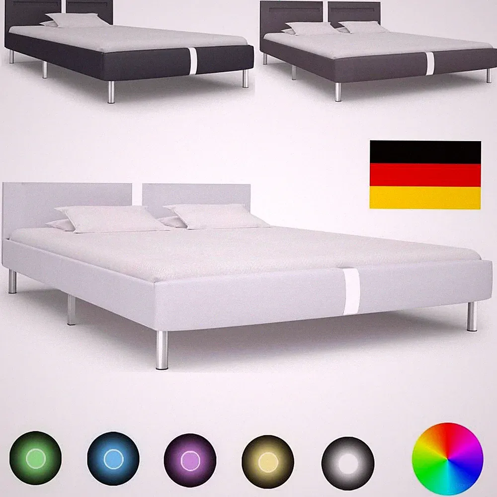 Polsterbett Einzelbett Jugendbett Bettgestell mit LED 90/120/140/160/180 x 200cm