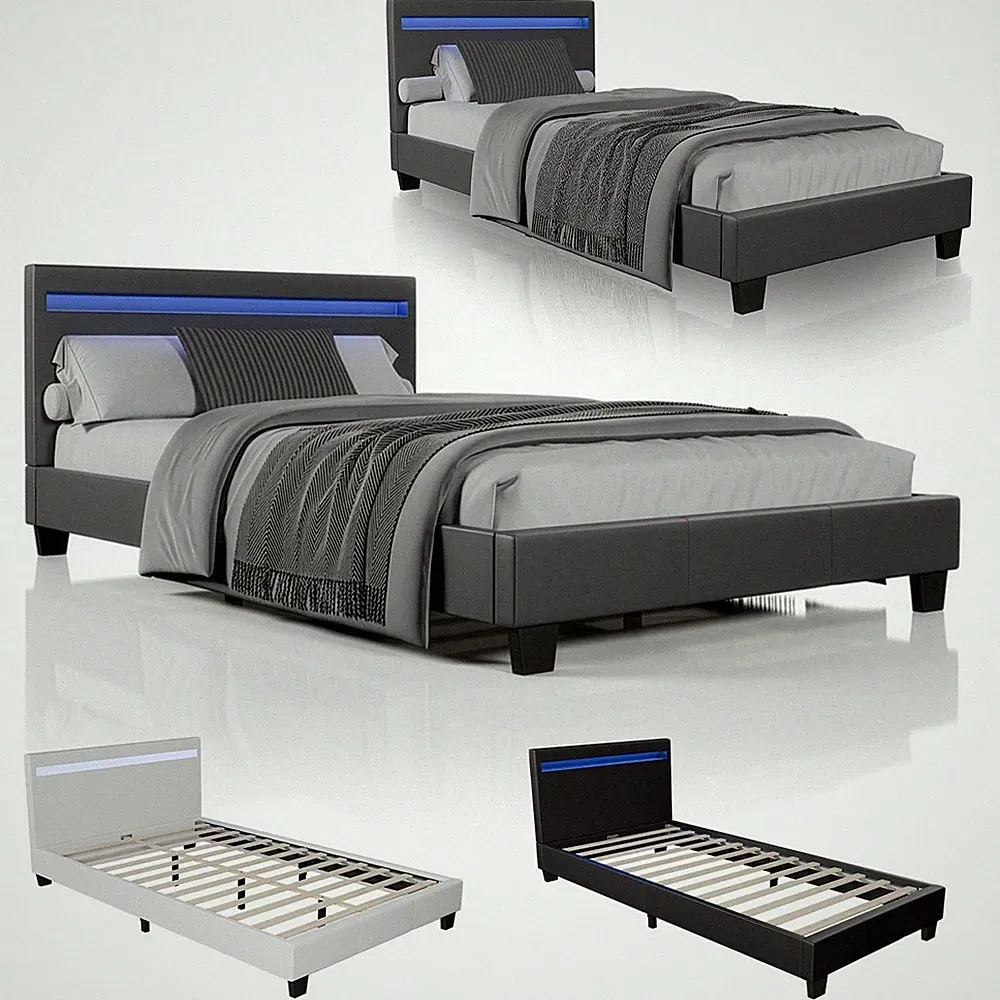 Polsterbett Einzelbett Jugendbett LED 90x200 / 120x200 Bettgestell Bett Juskys®