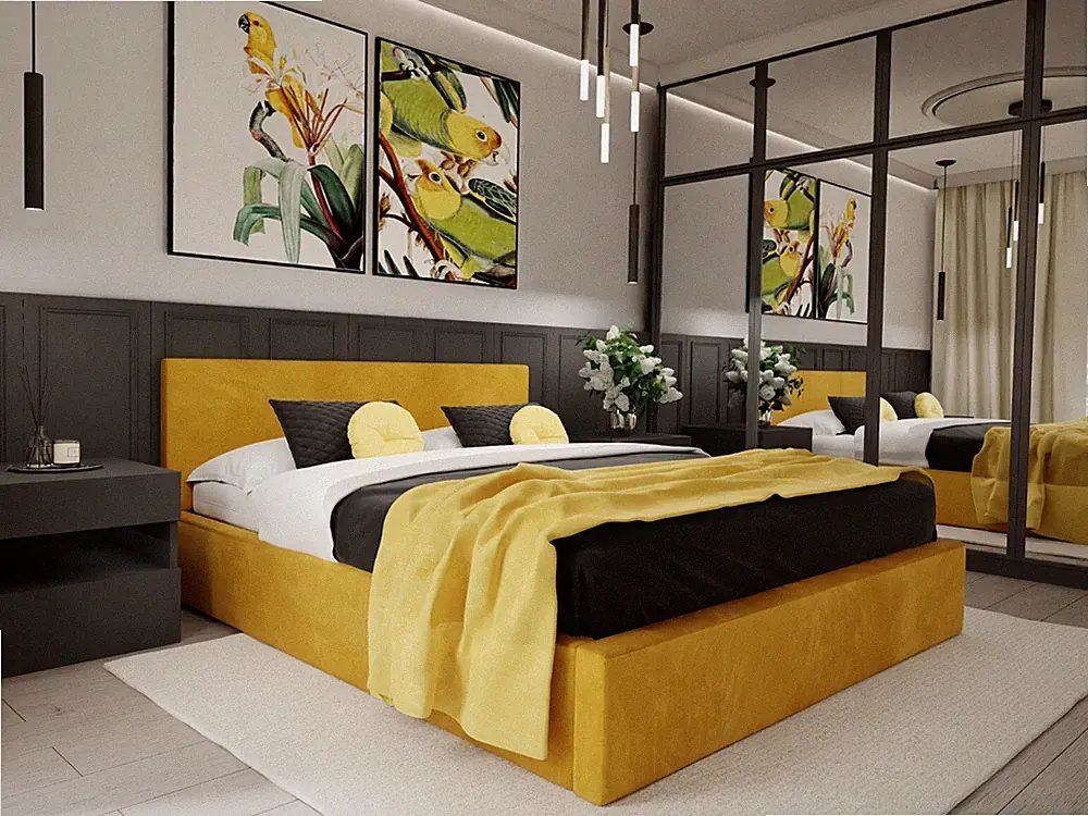 Polsterbett für Schlafzimmer Bett mit Bettkaste Doppelbett mit Polsterkopfteil