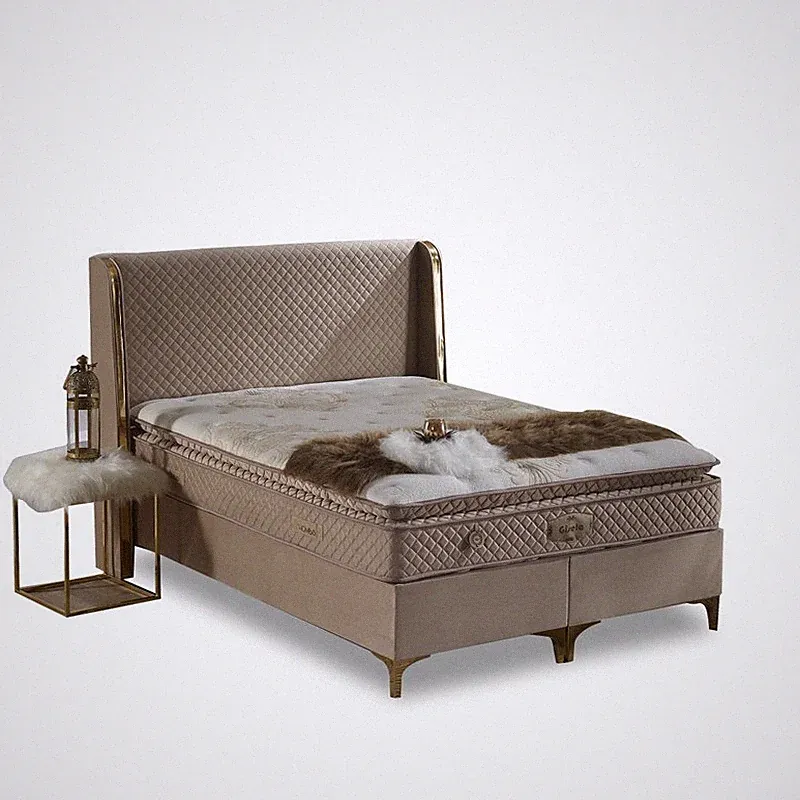 Polsterbett Gisela Set Beige mit Orthopädischer Matratze