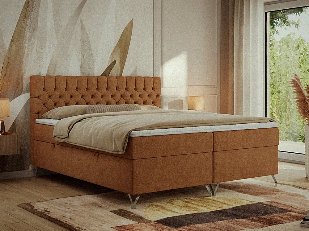 Polsterbett GRIMALDI, dekorativem Kopfteil, Boxspringbett Multipocket-Matratze