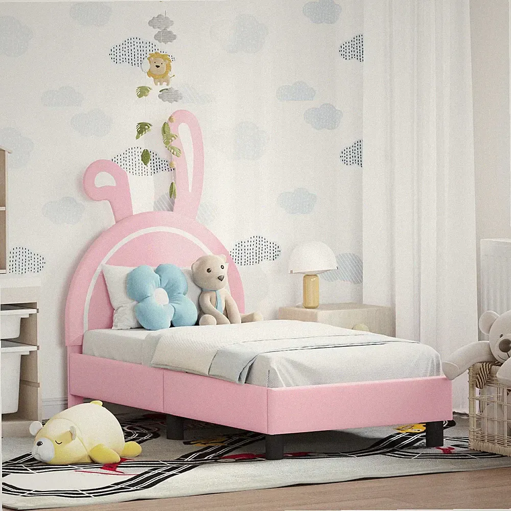 Polsterbett Kinderbett mit Kopfteil Lattenrost Holz Bett Einzelbett Mädchenbett