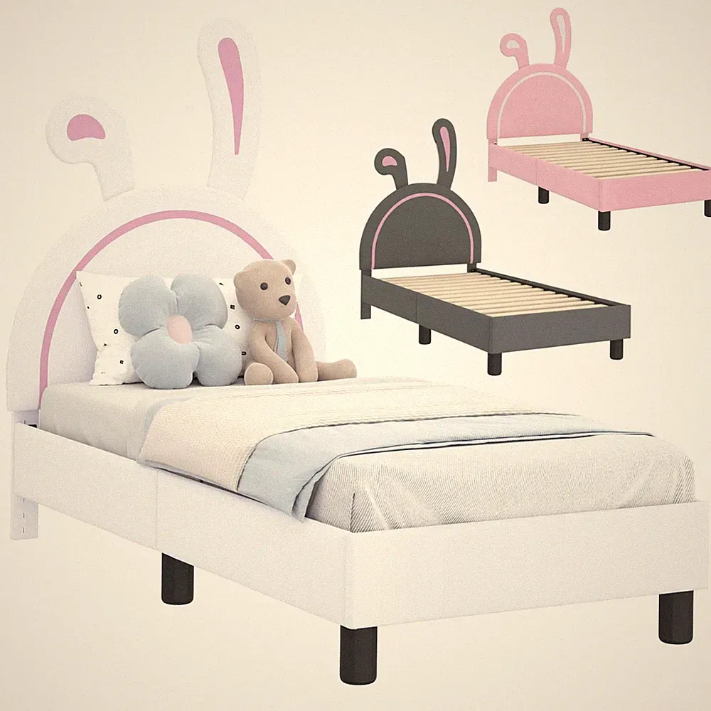 Polsterbett Kinderbett mit Kopfteil Lattenrost Holz Bett Einzelbett Mädchenbett