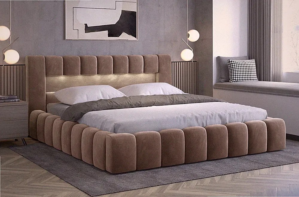 Polsterbett Lamica 140/160/180x200 Bett Doppelbett Bettgestel Lattenrost mit LED