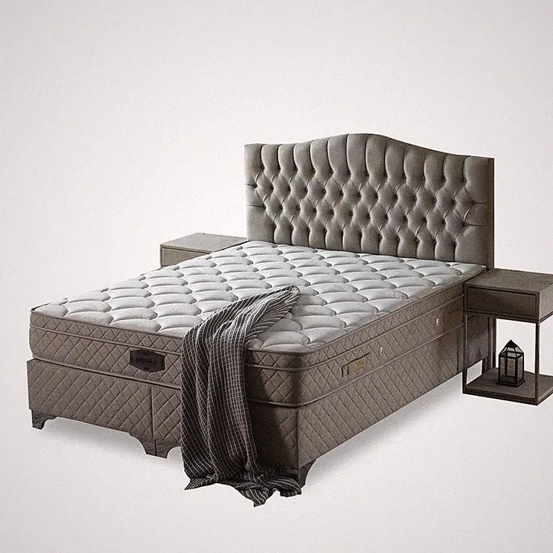 Polsterbett Lebrun Set Grau mit Orthopädischer Matratze
