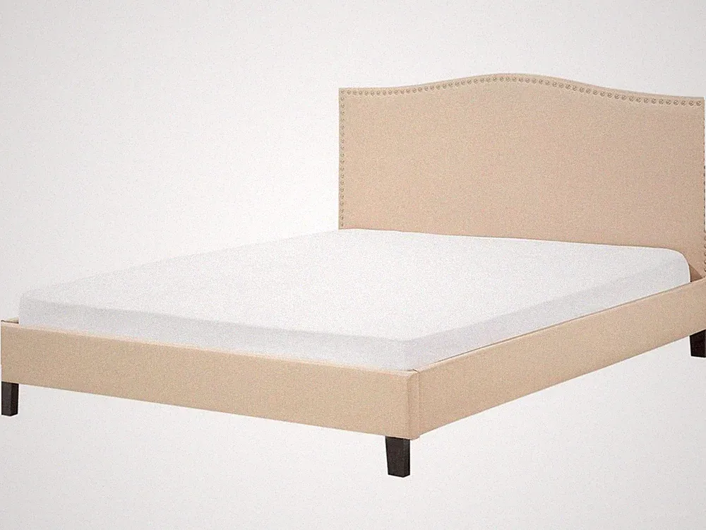 Polsterbett Leinenoptik beige Lattenrost 180 x 200 cm Montpellier