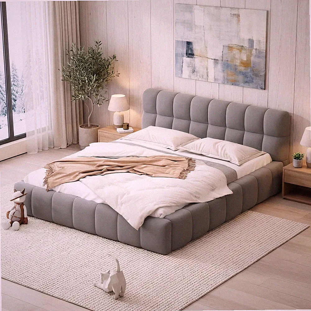 Polsterbett mit Lattenrost 140x190cm Doppelbett Bettgestell Schlafzimmerbett