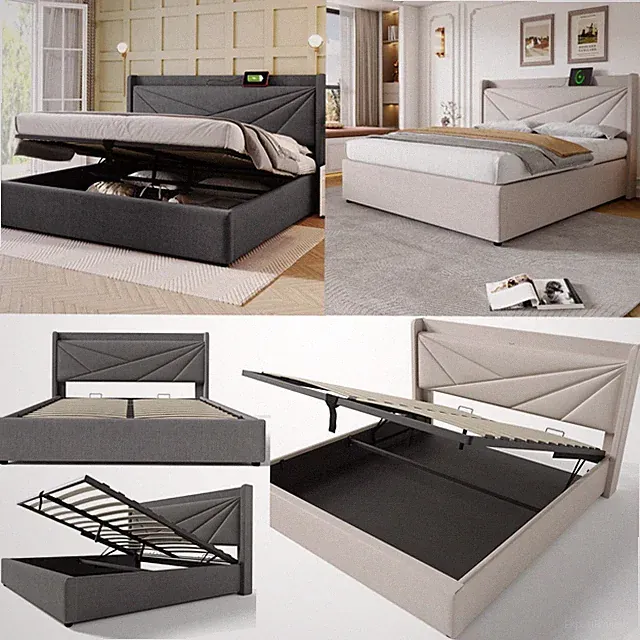Polsterbett mit USB Bettgestell Stauraumbetten 90x200 140x200 160x200 180x200