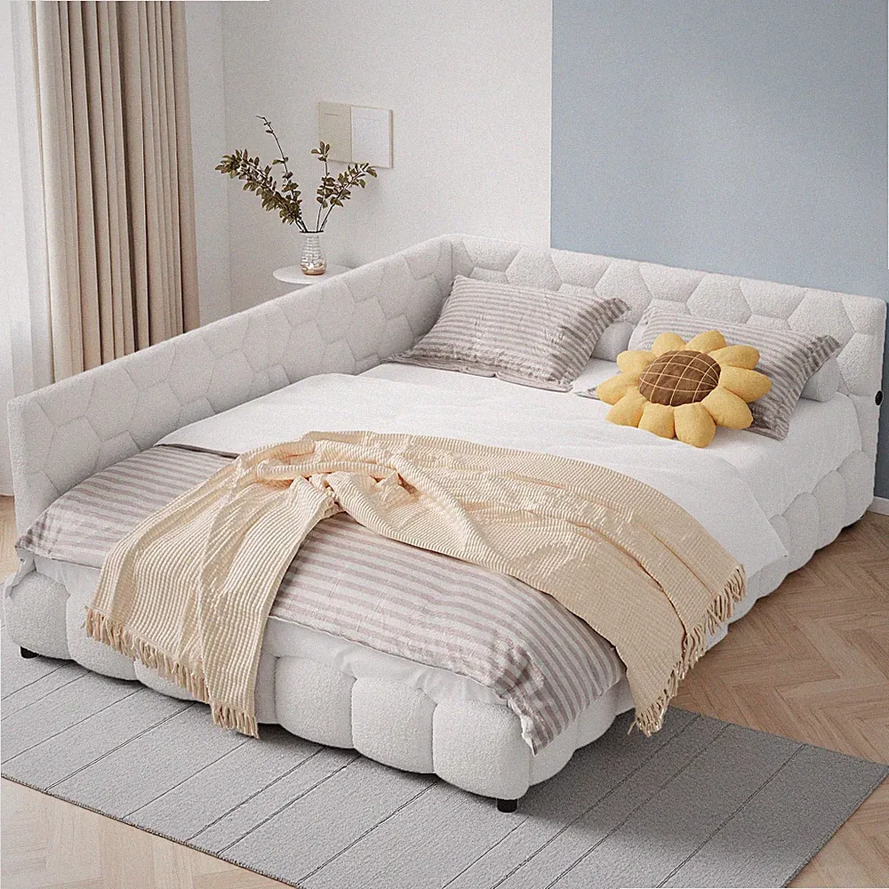 Polsterbett Schlafsofa 140x200 Tagesbett Gästebett LEDBettgestell mit Lattenrost