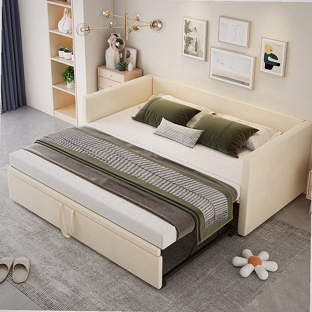 Polsterbett Schlafsofa 90/180x200 Einzel- Doppelbett Gästebett mit Lattenrost