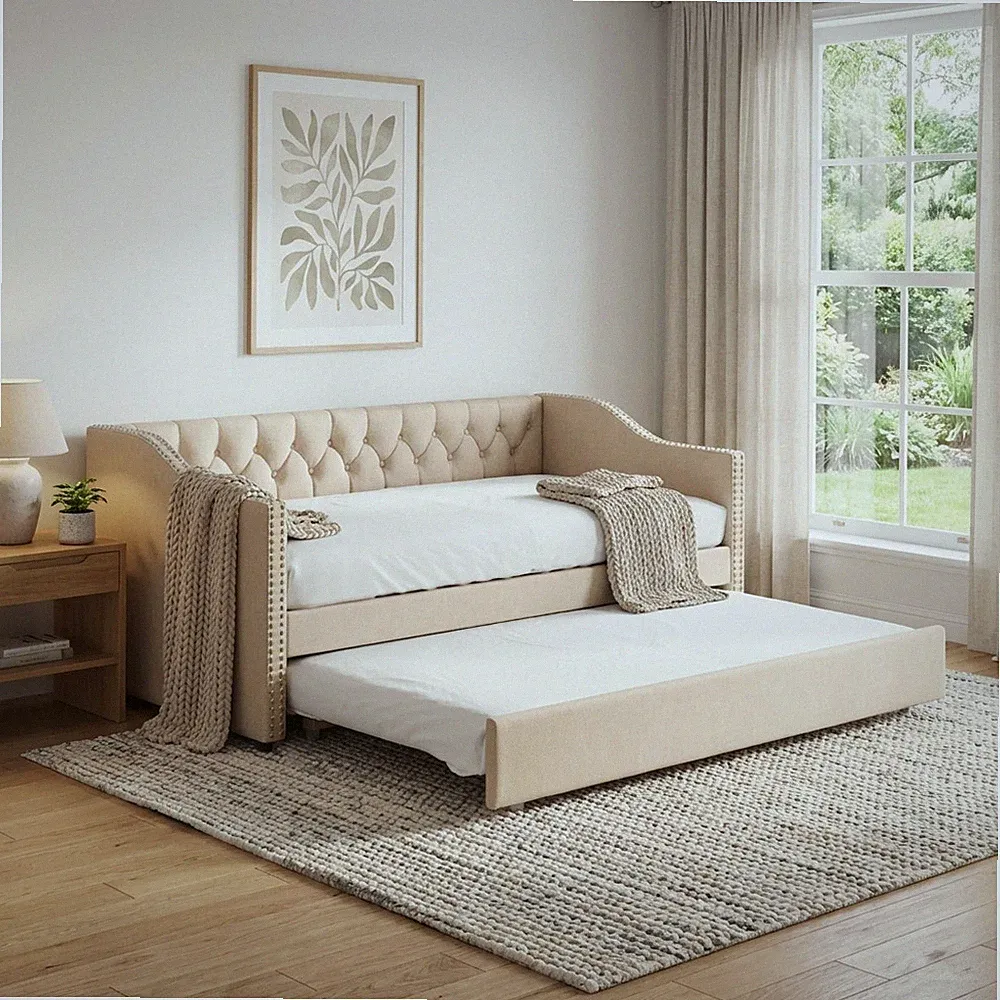 Polsterbett Schlafsofa 90x200cm Tagesbett aus Samt Ausziehbares mit Lattenrost