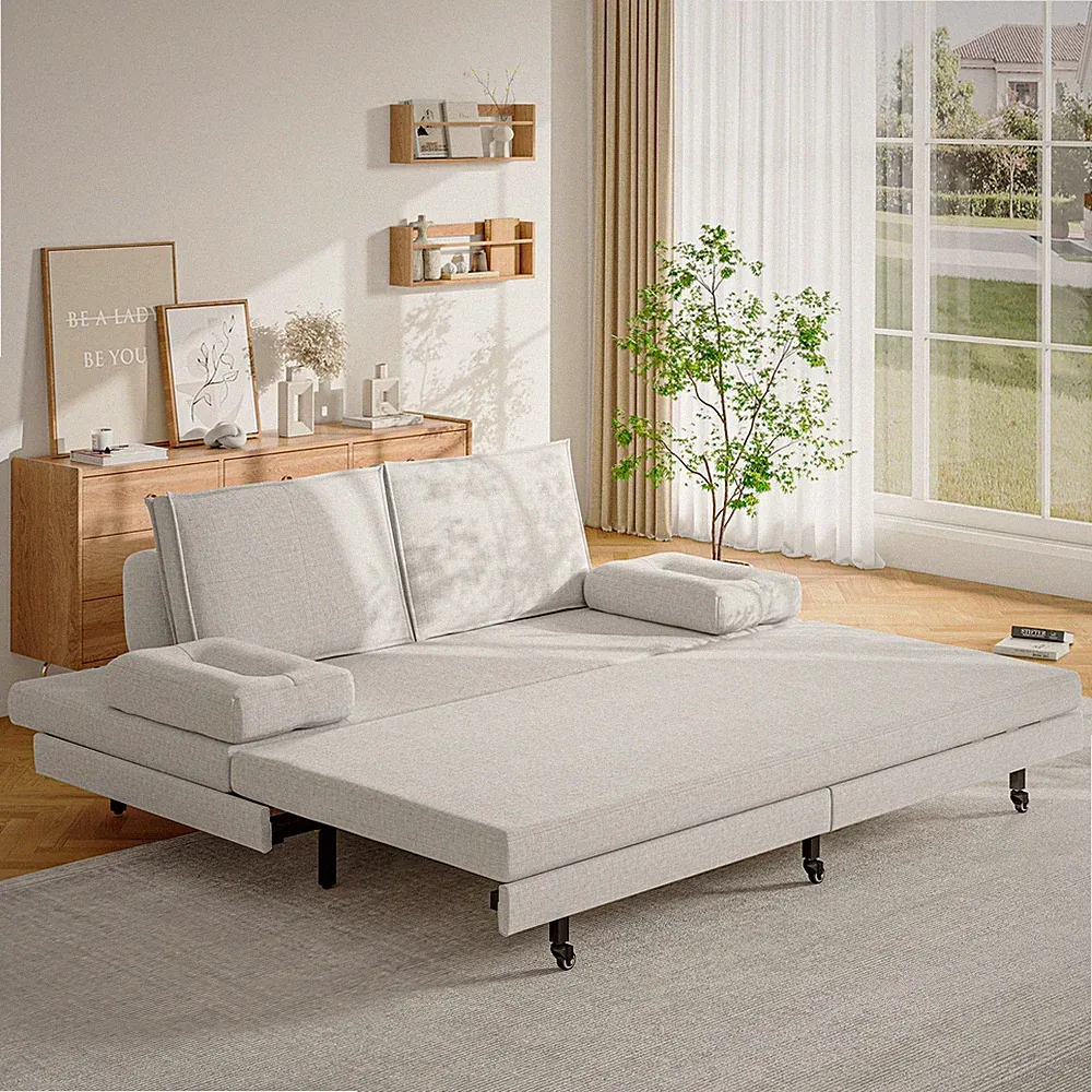 Polsterbett Schlafsofa 90x200cm Tagesbett Gästebett Massivholzbett Ausziehbar ..
