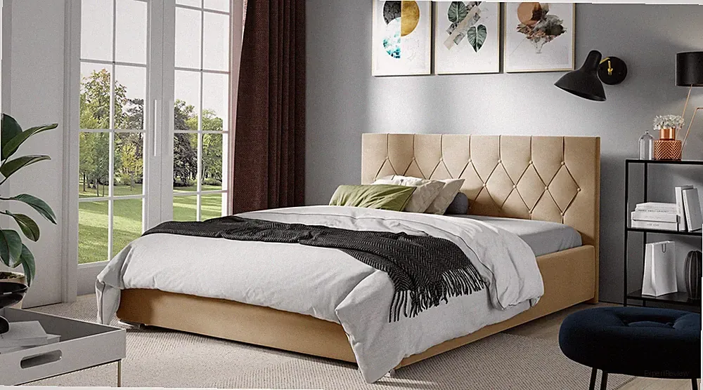Polsterbett Schlafzimmerbett LORENA 120x200cm Standard in Stoff Alova Senfgelb