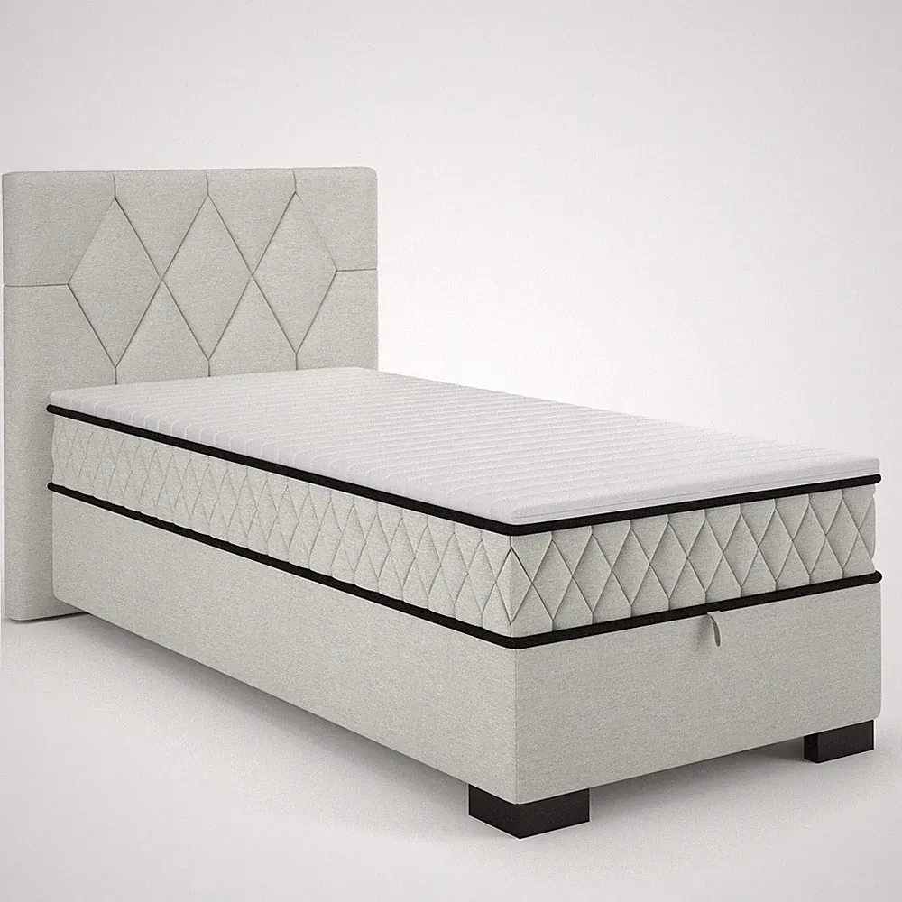 Polsterbett - silber - mit Bettkasten - H2 - 100x200 cm Bett Polsterbett