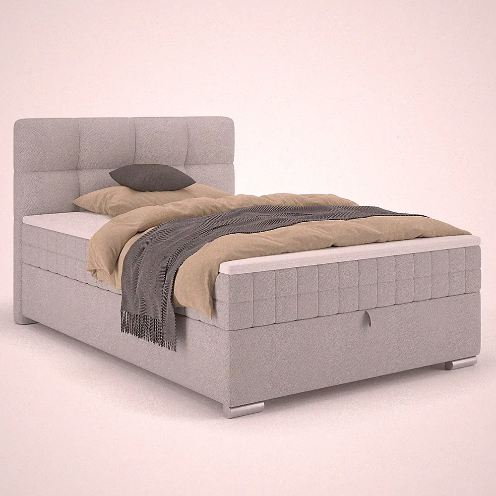 Polsterbett - silber - mit Bettkasten - H2 - 120x200 cm Bett Polsterbett