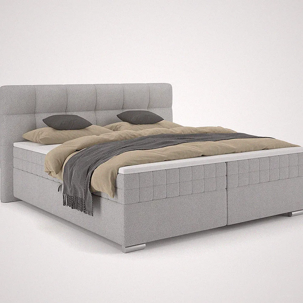 Polsterbett - silber - mit Bettkasten - H2 - 160x200 cm Bett Polsterbett