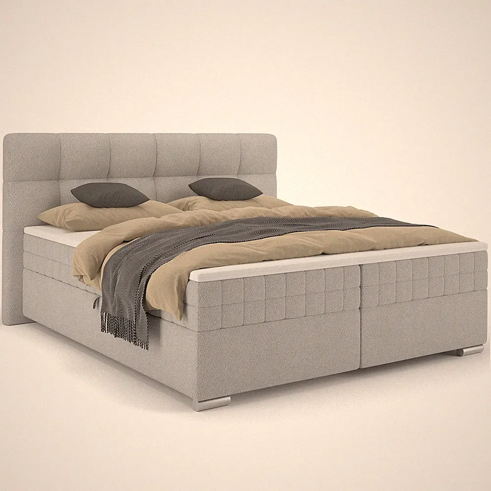 Polsterbett - silber - mit Bettkasten - H2 - 160x200 cm Bett Polsterbett