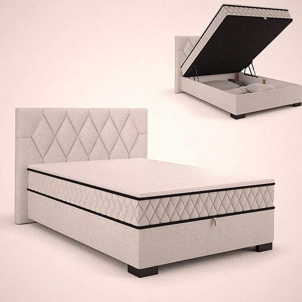 Polsterbett - silber - mit Bettkasten - H2/H3 - 120x200 cm Bett Polsterbett