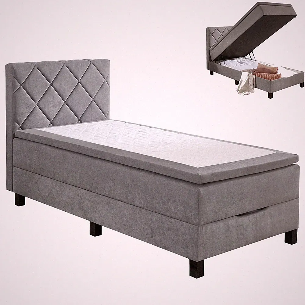 Polsterbett - silber - Staukasten - 120x200 cm Bett Polsterbett Doppelbett