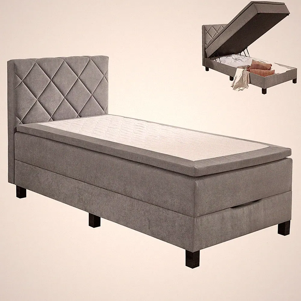 Polsterbett - silber - Staukasten - 120x200 cm Bett Polsterbett Doppelbett