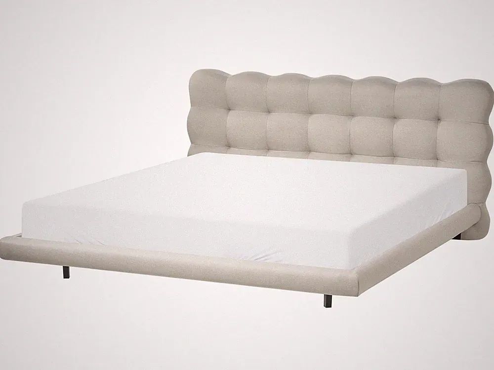 Polsterbett Stoff 180 x 200 cm beige mit gespettem Kopfteil Soulisse