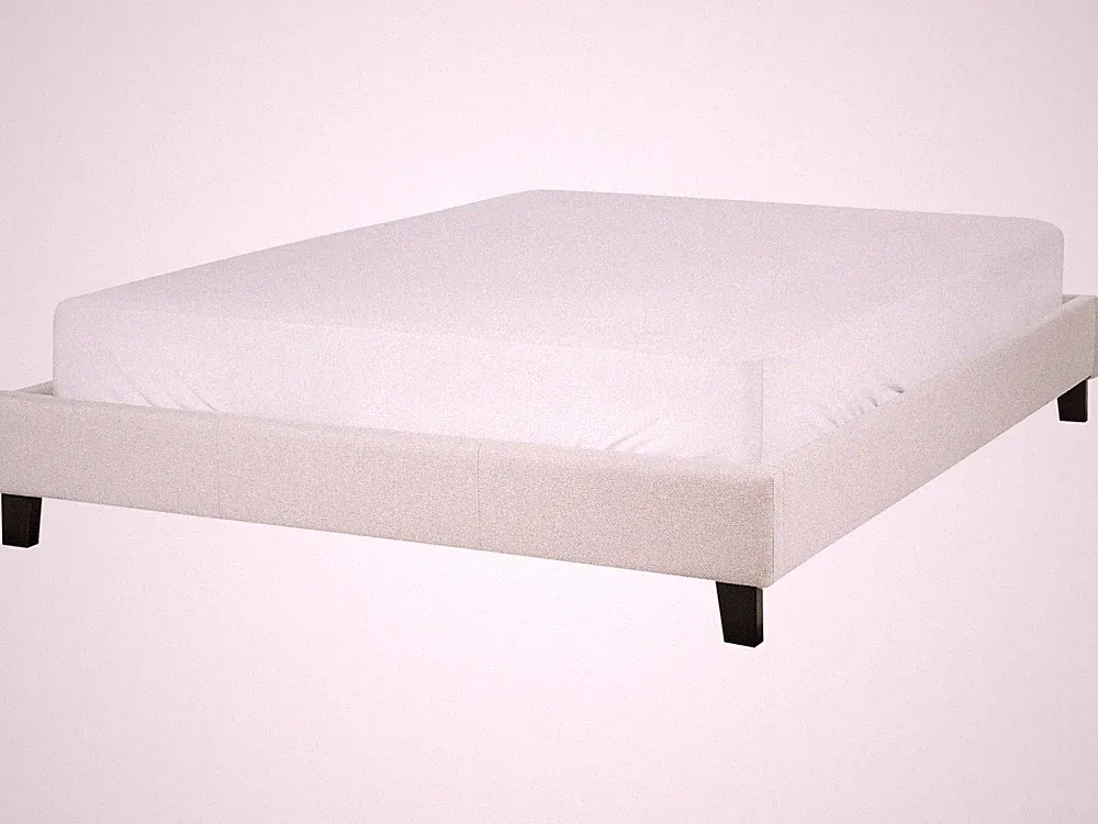Polsterbett Stoffbezug beige Doppelbett mit Lattenrost 140x200 cm Skandi Roanne