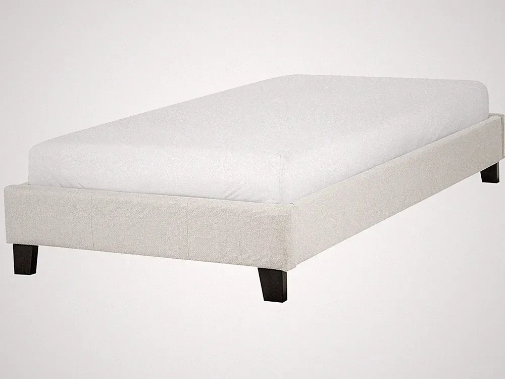 Polsterbett Stoffbezug beige Einzelbett mit Lattenrost 90x200 cm Skandi Roanne