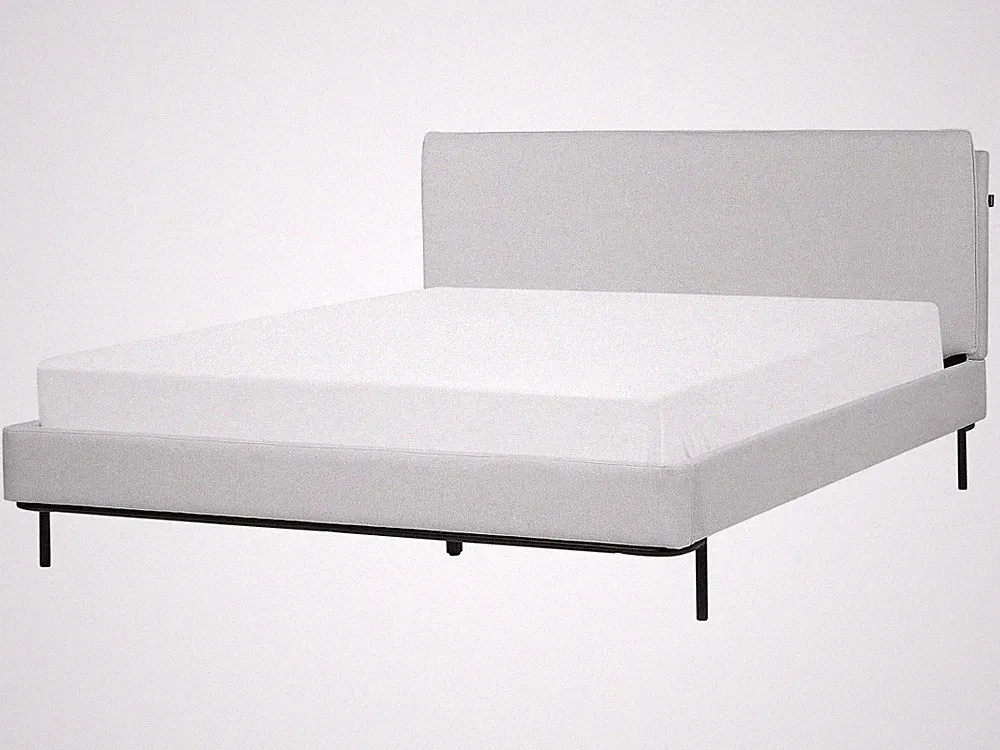 Polsterbett Stoffbezug grau mit Lattenrost 160x200cm hohes Kopfteil Corio