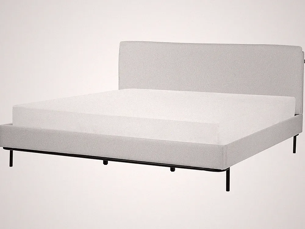 Polsterbett Stoffbezug grau mit Lattenrost 180x200cm hohes Kopfteil Corio
