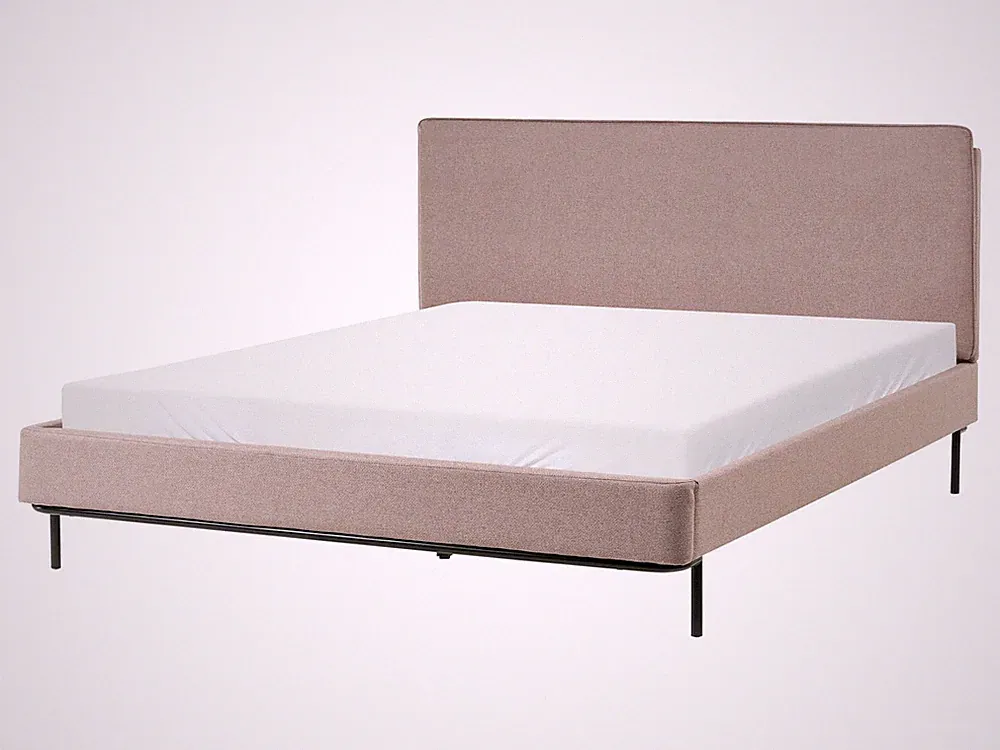 Polsterbett Stoffbezug taupe mit Lattenrost 160x200cm hohes Kopfteil Corio