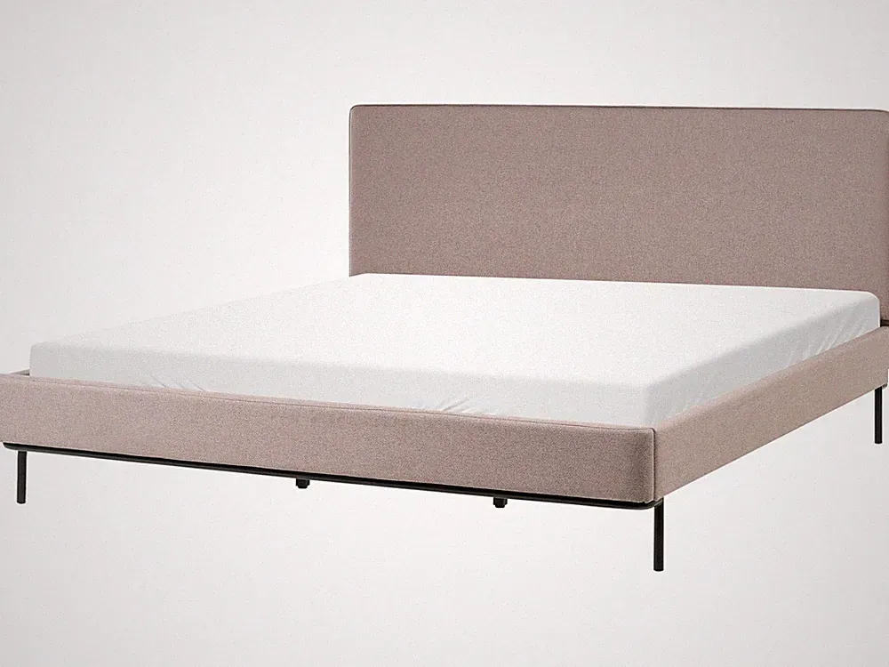 Polsterbett Stoffbezug taupe mit Lattenrost 180x200cm hohes Kopfteil Corio