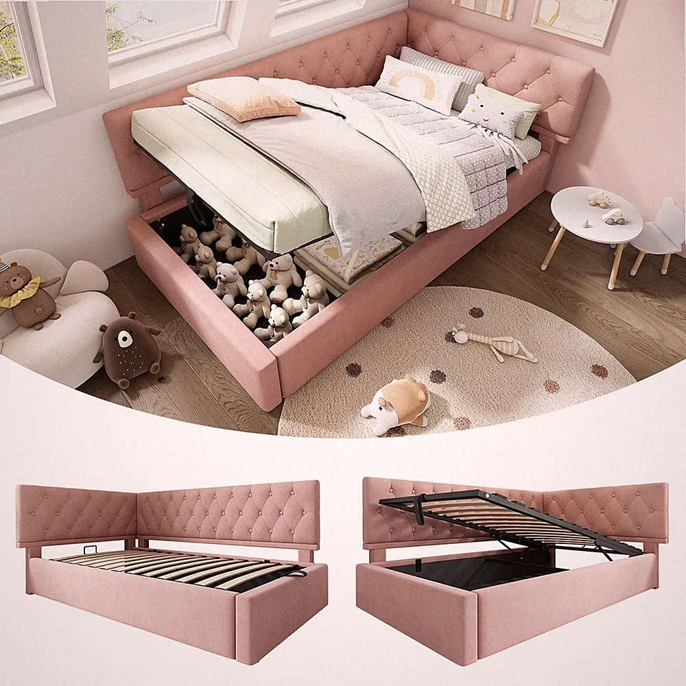 Polsterbett Tagesbett Daybett Schlafsofa Kinderbett Jugendbett Bettgestell Rosa