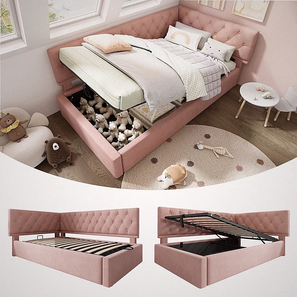 Polsterbett Tagesbett Daybett Schlafsofa Kinderbett Jugendbett Bettgestell Rosa